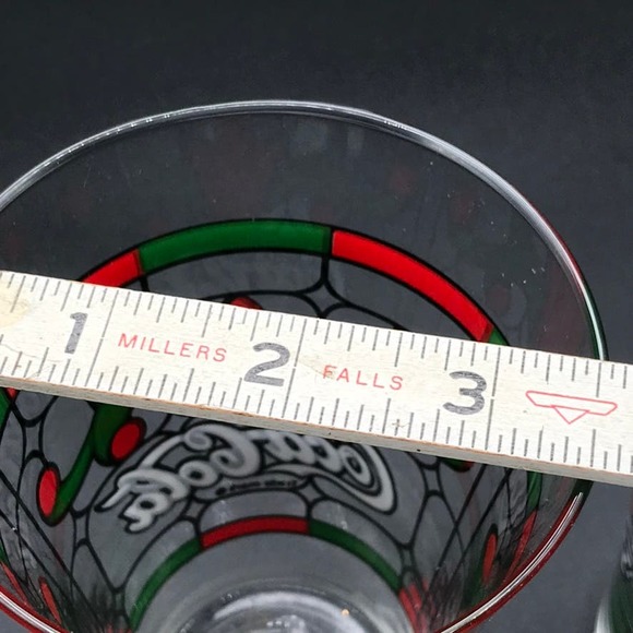 Vintage Coca-Cola Set of 2 Tulip Stain Glass Pattern Libby Tumblers Glasses - Picture 5 of 5